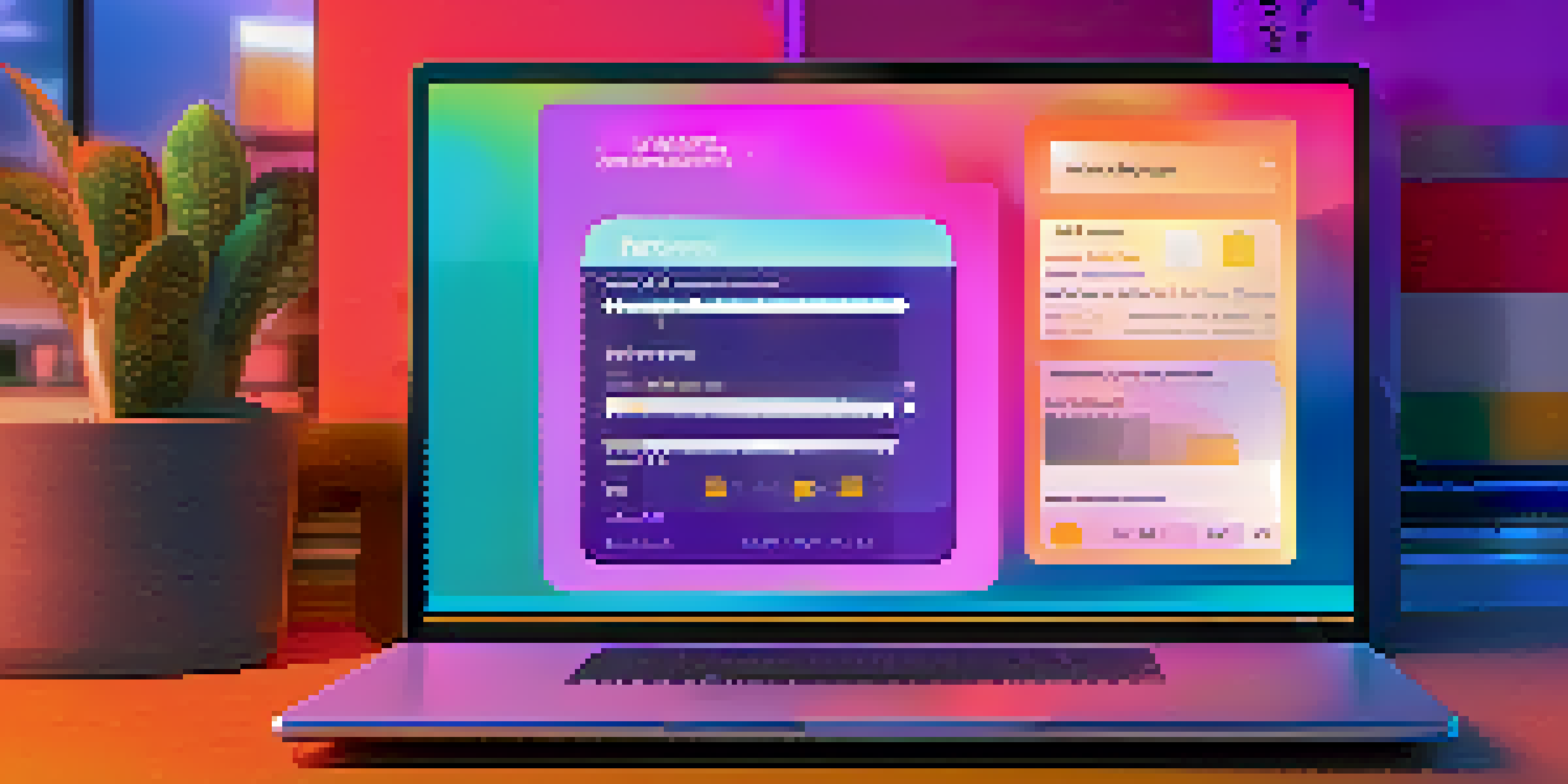 Close-up of a digital wallet interface showing colorful NFTs on a computer screen in a warm-lit office.