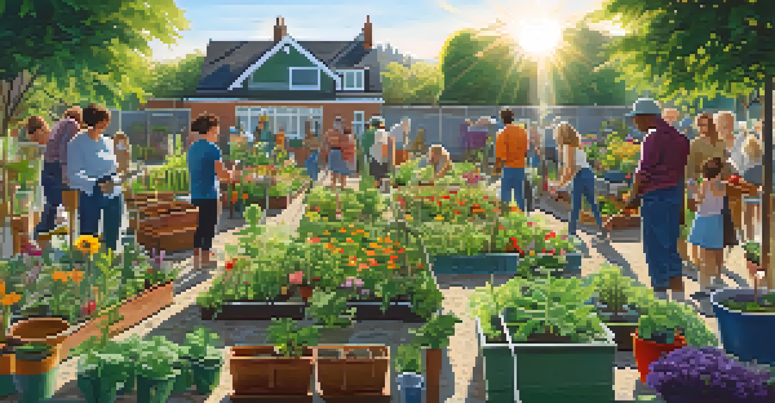 A vibrant community garden with diverse individuals working together to tend to plants, symbolizing shared ownership.