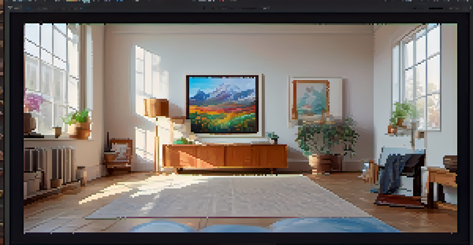 A close-up view of an NFT on a digital screen set against a blurred art studio background.