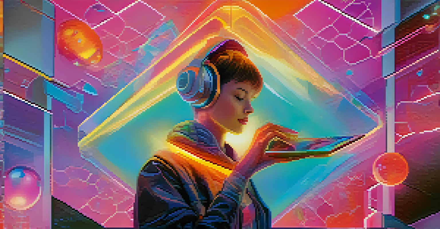 A glowing virtual collectible trading card set against a futuristic digital backdrop.