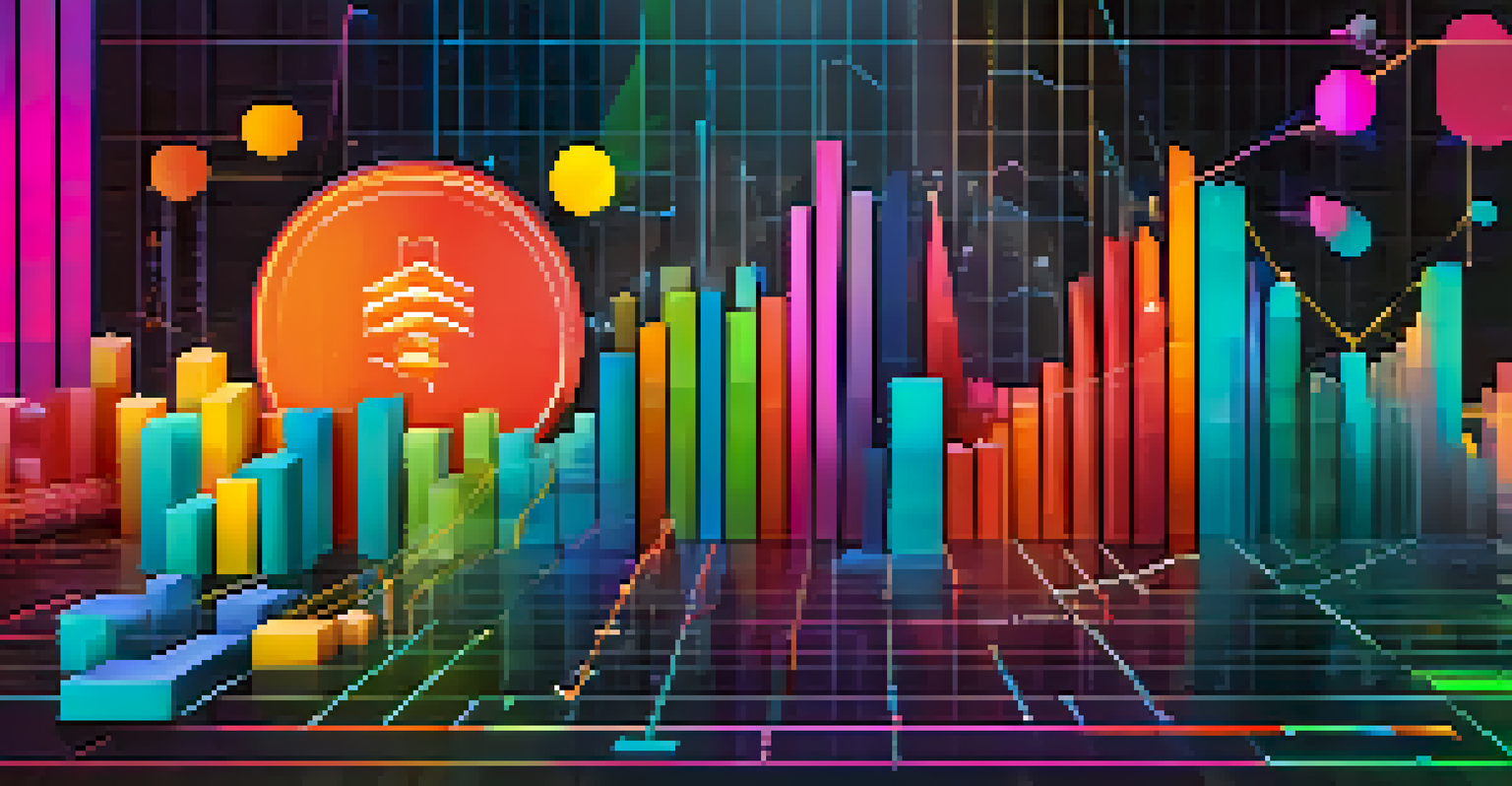 An abstract graph illustrating market volatility in the NFT space with colorful icons.