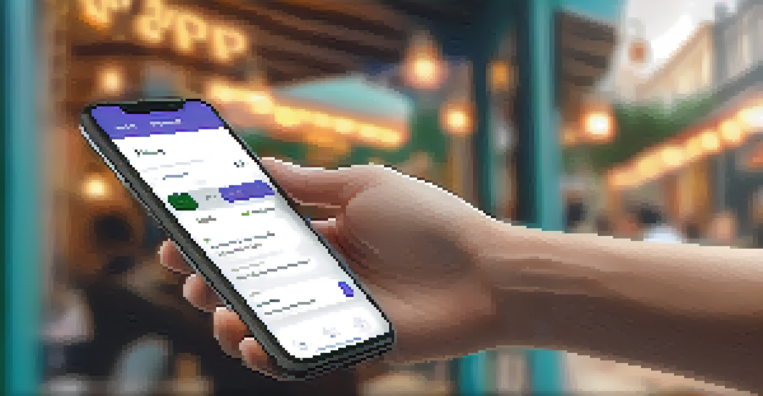 A close-up of a hand holding a smartphone with a lending dApp interface in a cozy cafe setting.