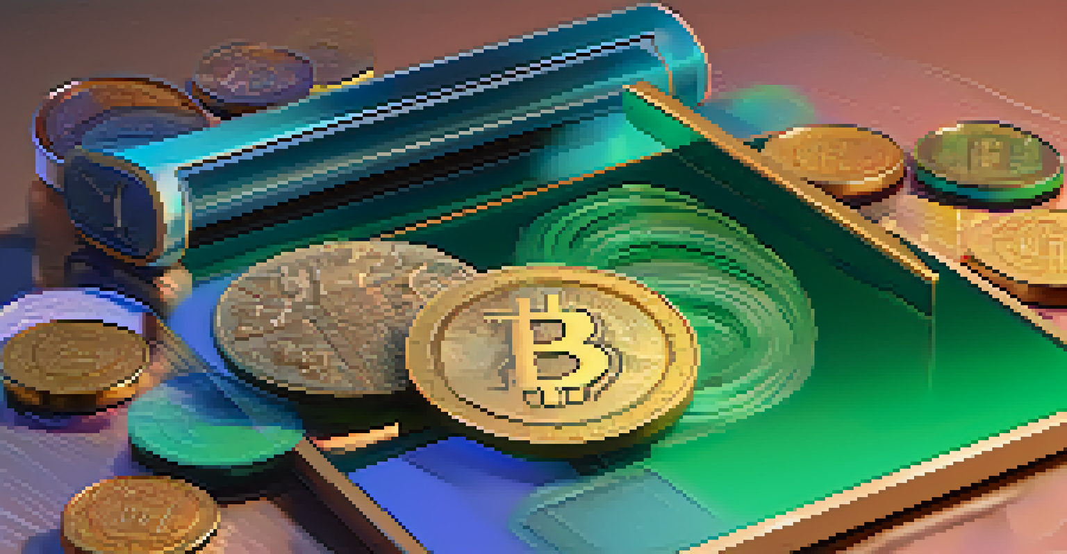 A conceptual illustration contrasting traditional game assets with NFTs, featuring coins on one side and digital frames on the other.