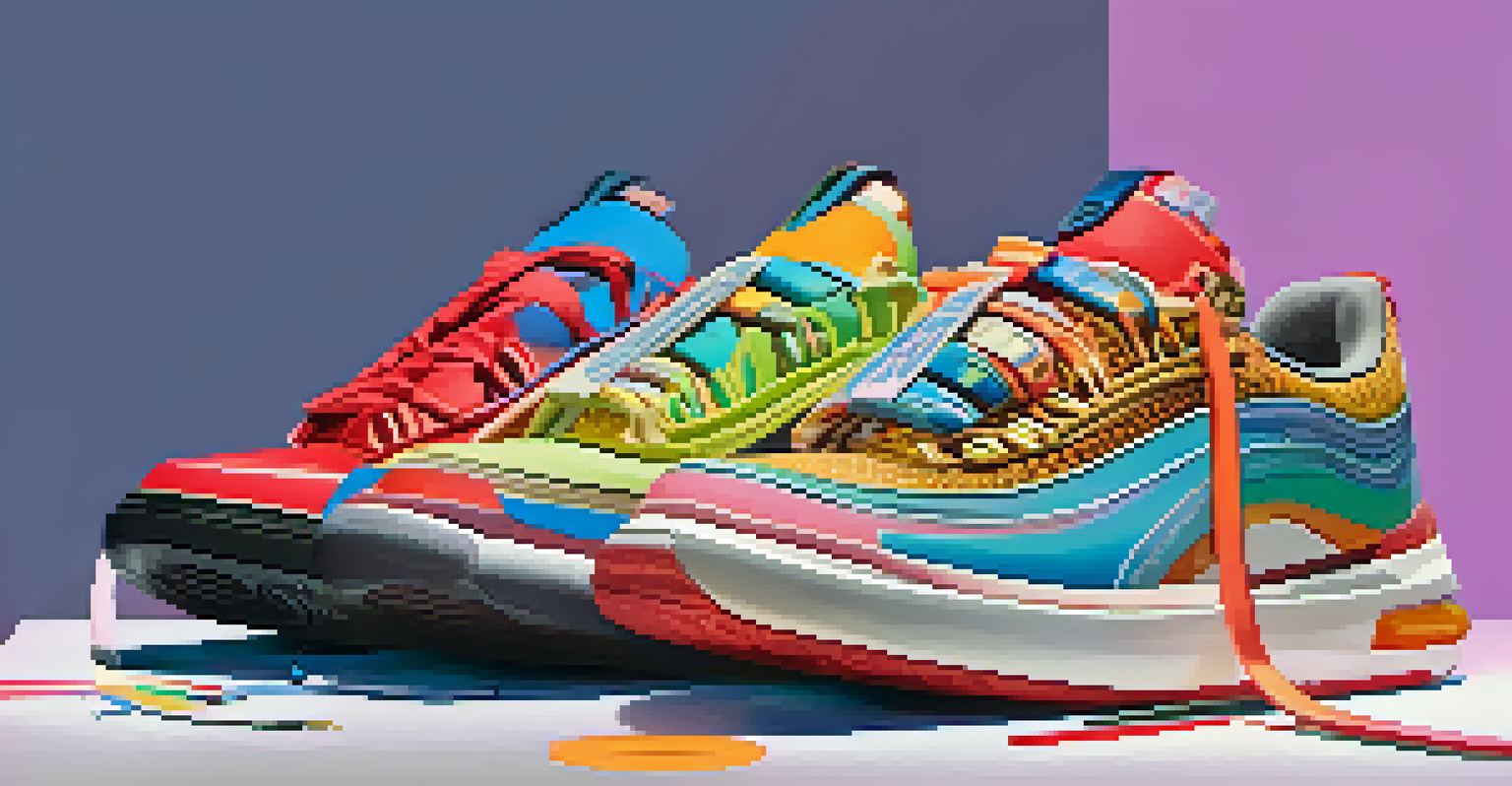 A display of unique digital sneakers designed as NFTs, highlighting their exclusive and artistic features.