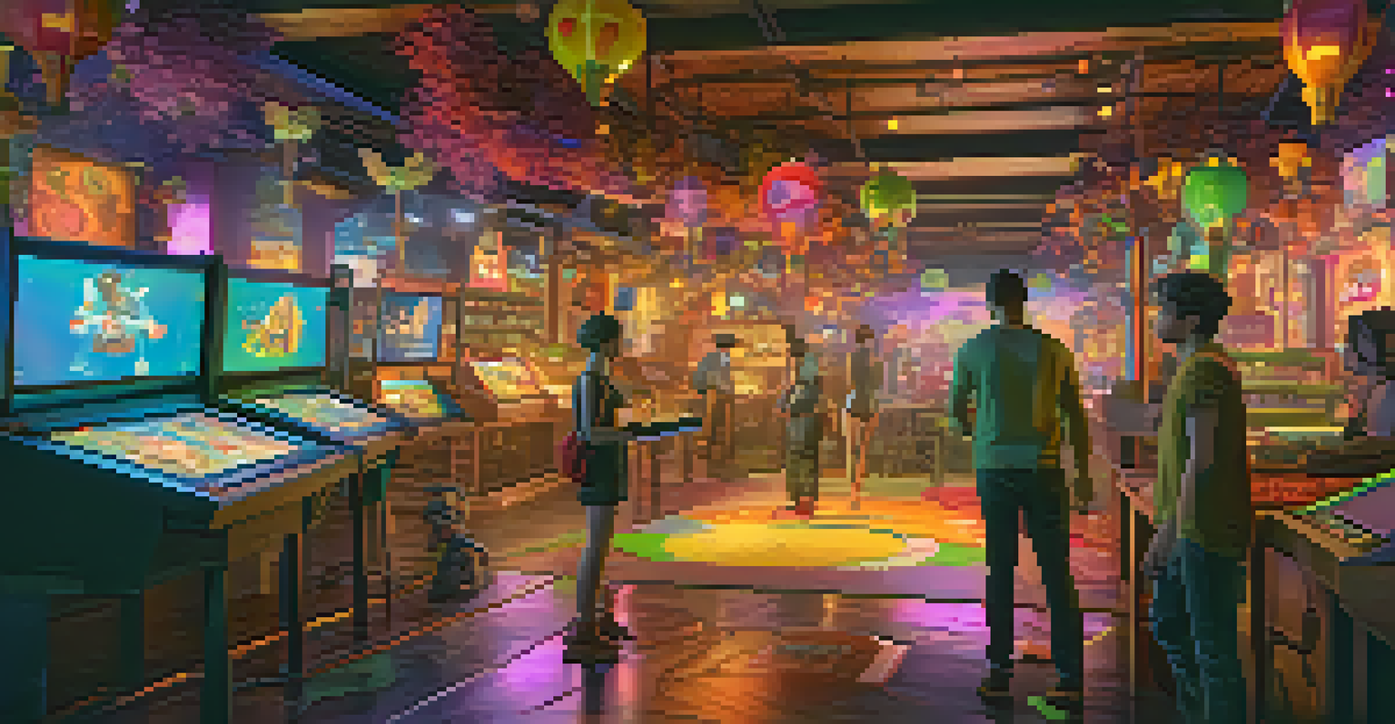 A vibrant virtual world where characters use NFTs as in-game items, showcasing a blend of different video game styles.