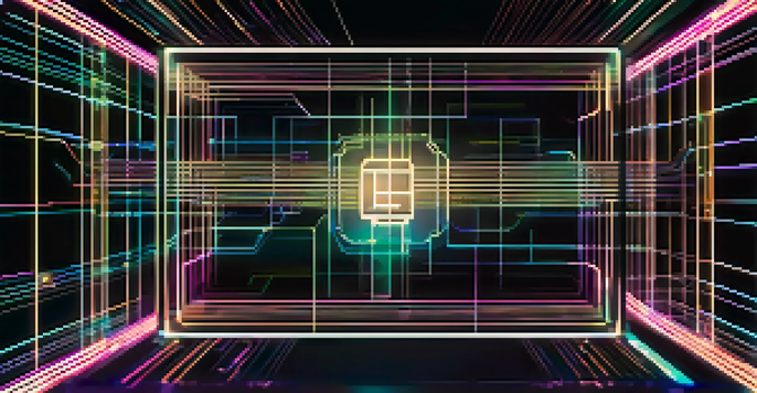 A close-up of a digital blockchain ledger with glowing transaction data and NFTs, symbolizing transparency.