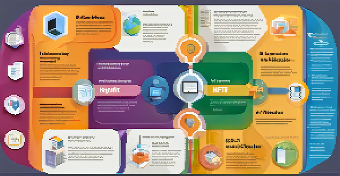 An infographic illustrating the benefits of NFTs in education, featuring icons and vibrant colors.