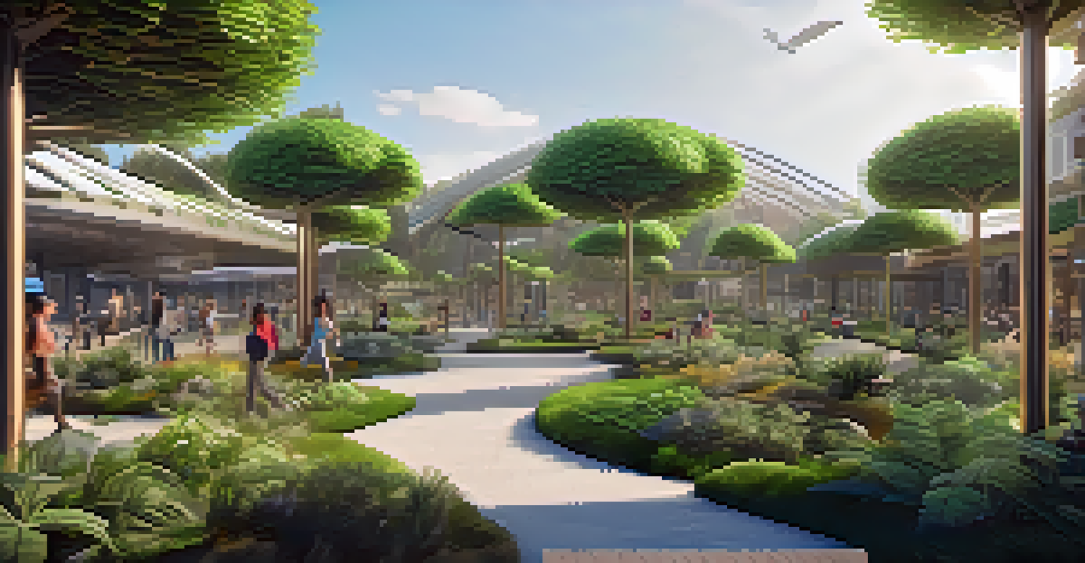 A 3D model of a sustainable urban park as an NFT, featuring eco-friendly structures and lush greenery in a virtual environment.