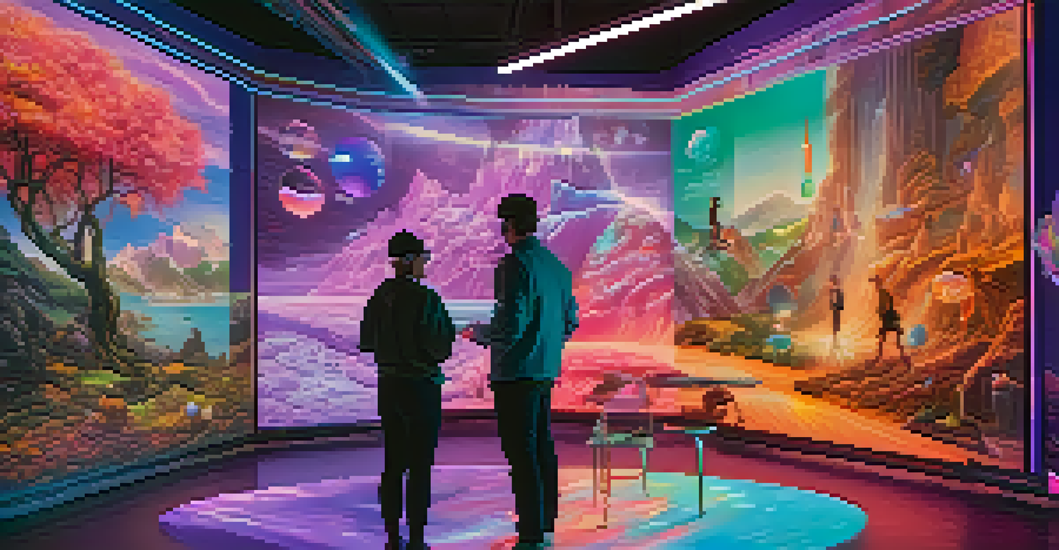 An artist in a modern studio using augmented reality tools to create immersive digital art.