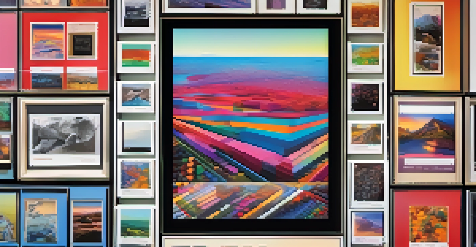 A close-up of a digital screen showcasing a collection of NFTs with vibrant colors and intricate details.