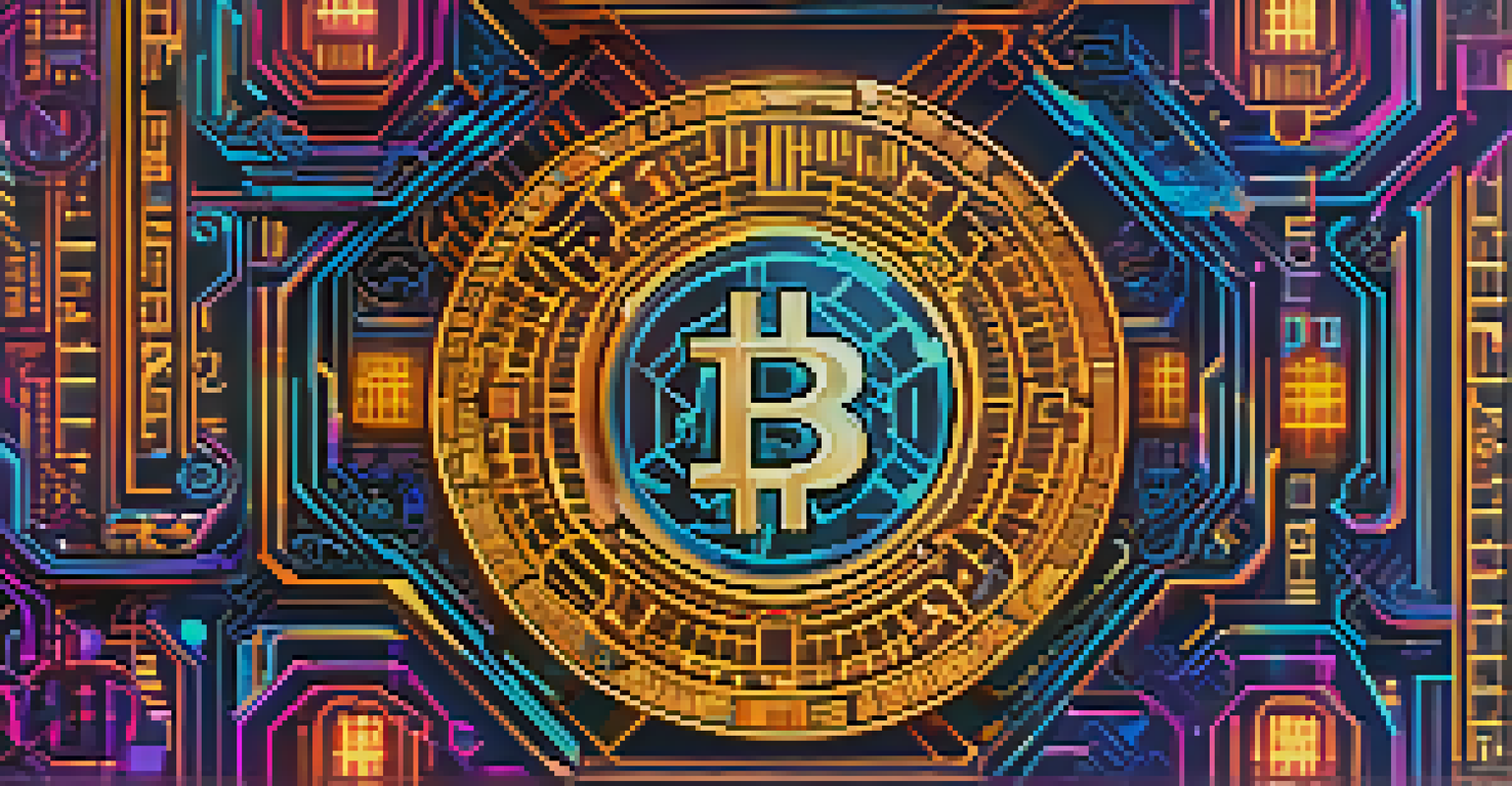 A close-up of a unique digital collectible displayed on a blockchain interface, with vibrant colors and a blurred digital marketplace background.