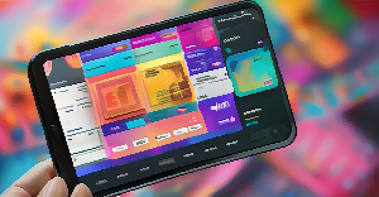 A close-up of a digital wallet interface showing colorful NFTs, with a hand hovering above the screen, emphasizing modern technology.