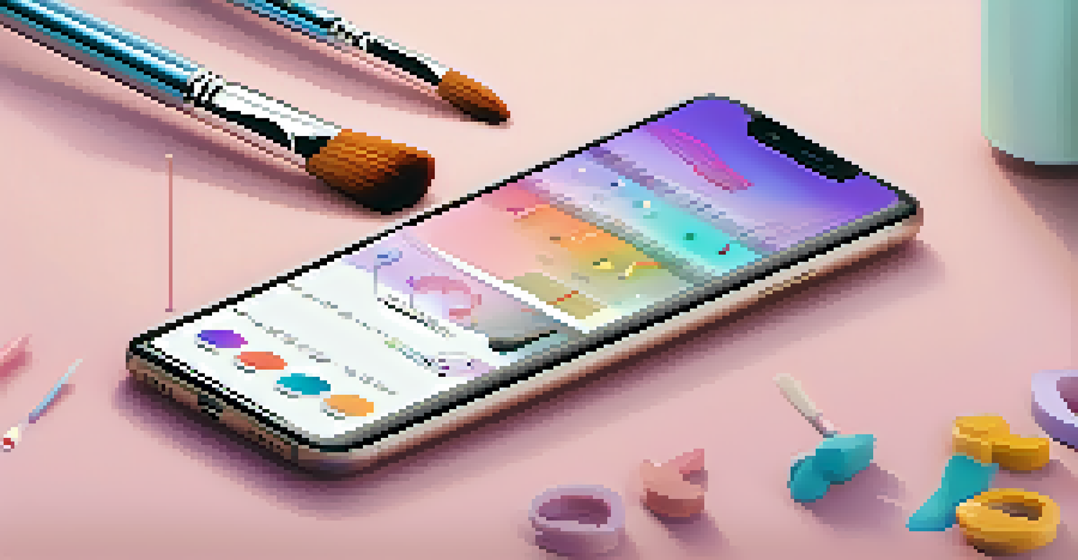 A close-up of a digital token on a smartphone screen, with artistic elements like paintbrushes and musical notes in a pastel-colored background.