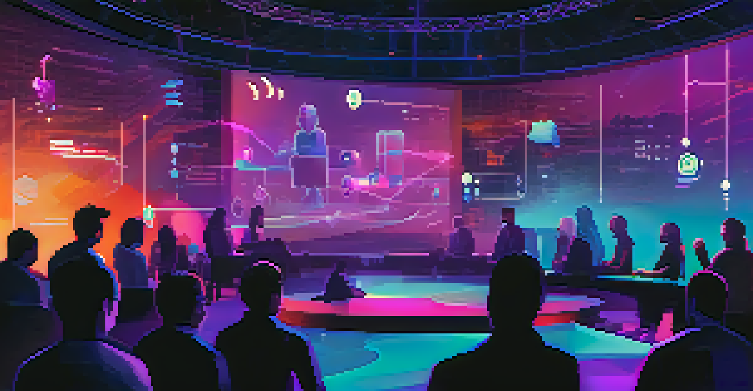 A visual representation of a Twitter Spaces session focused on NFT discussions, featuring colorful audio waves and speech bubbles.
