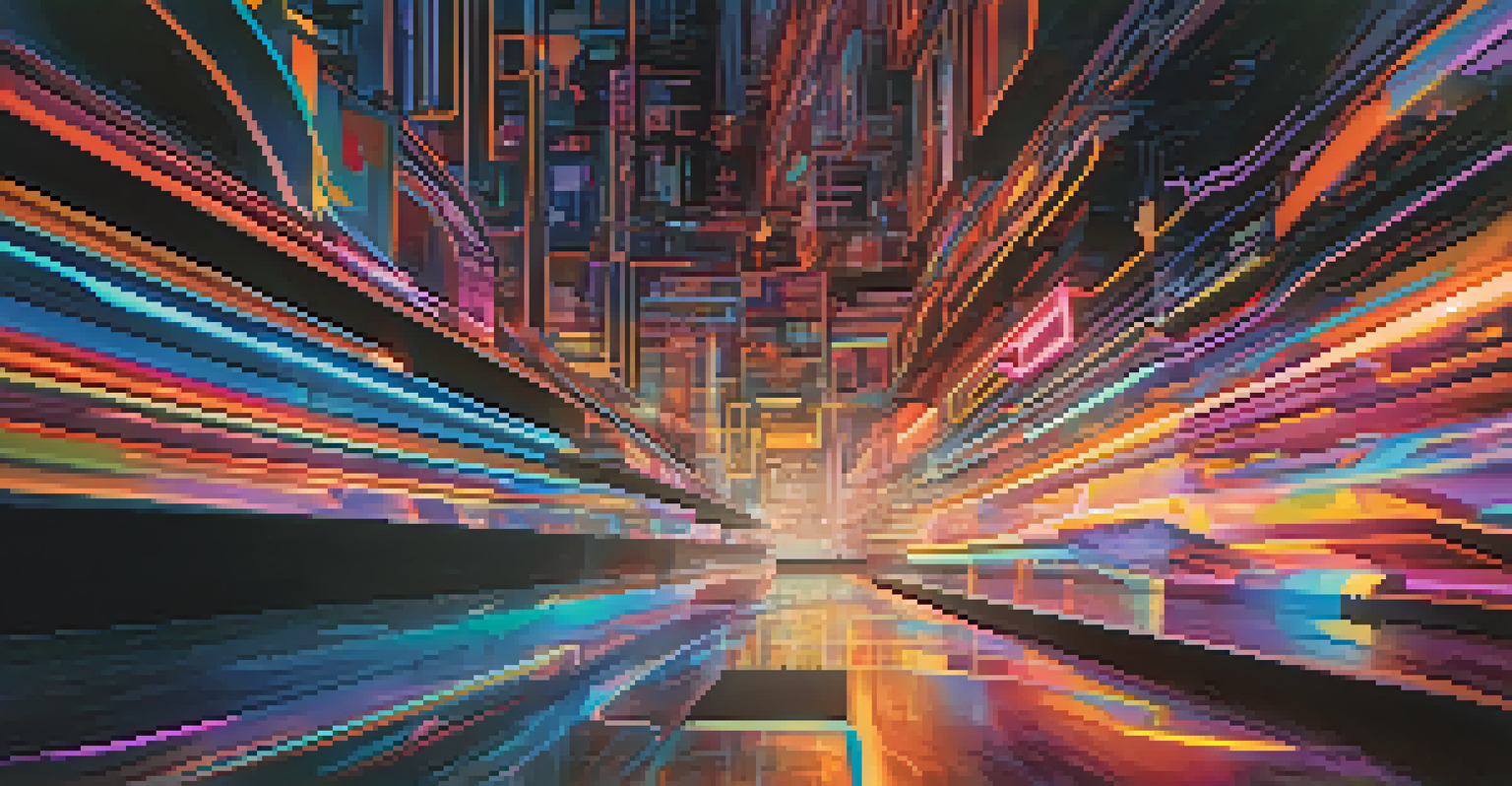 A close-up of an abstract digital artwork on a futuristic device, featuring vibrant colors and soft ambient lighting.