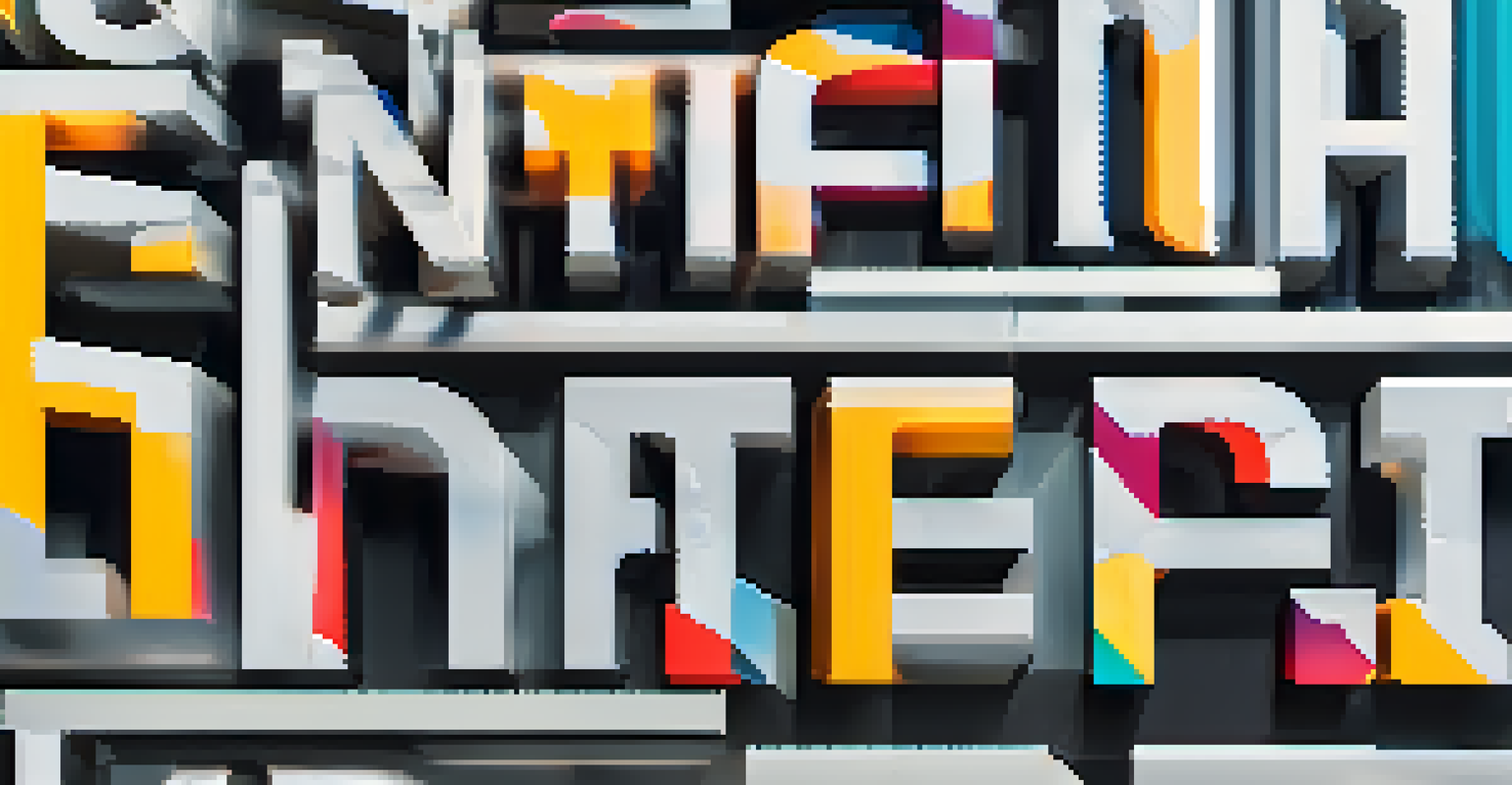 A close-up view of various typography styles used in NFT design, highlighting different fonts for headings and details, with a soft blurred background.