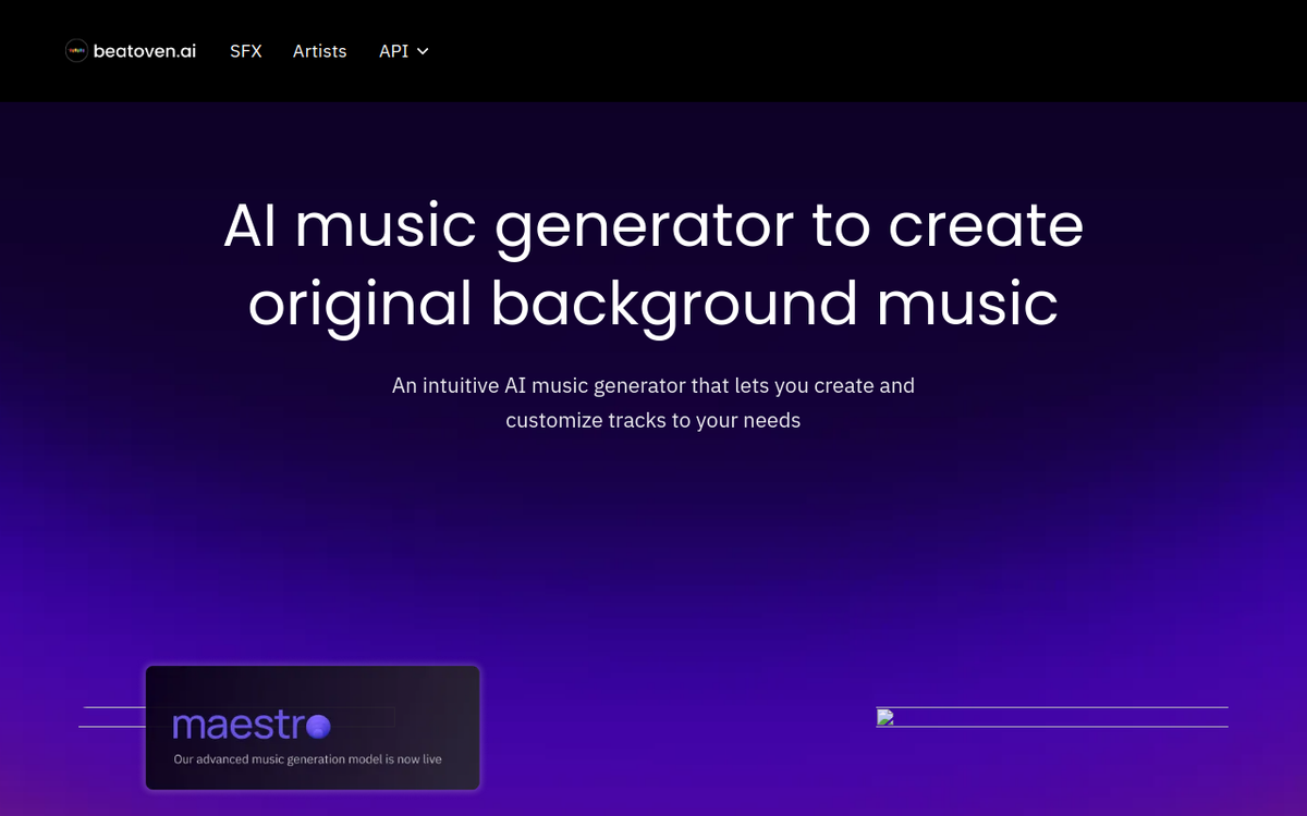 Beatoven.ai homepage screenshot