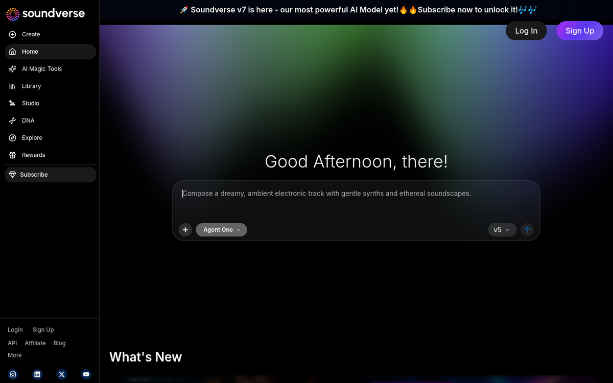 Soundverse homepage screenshot
