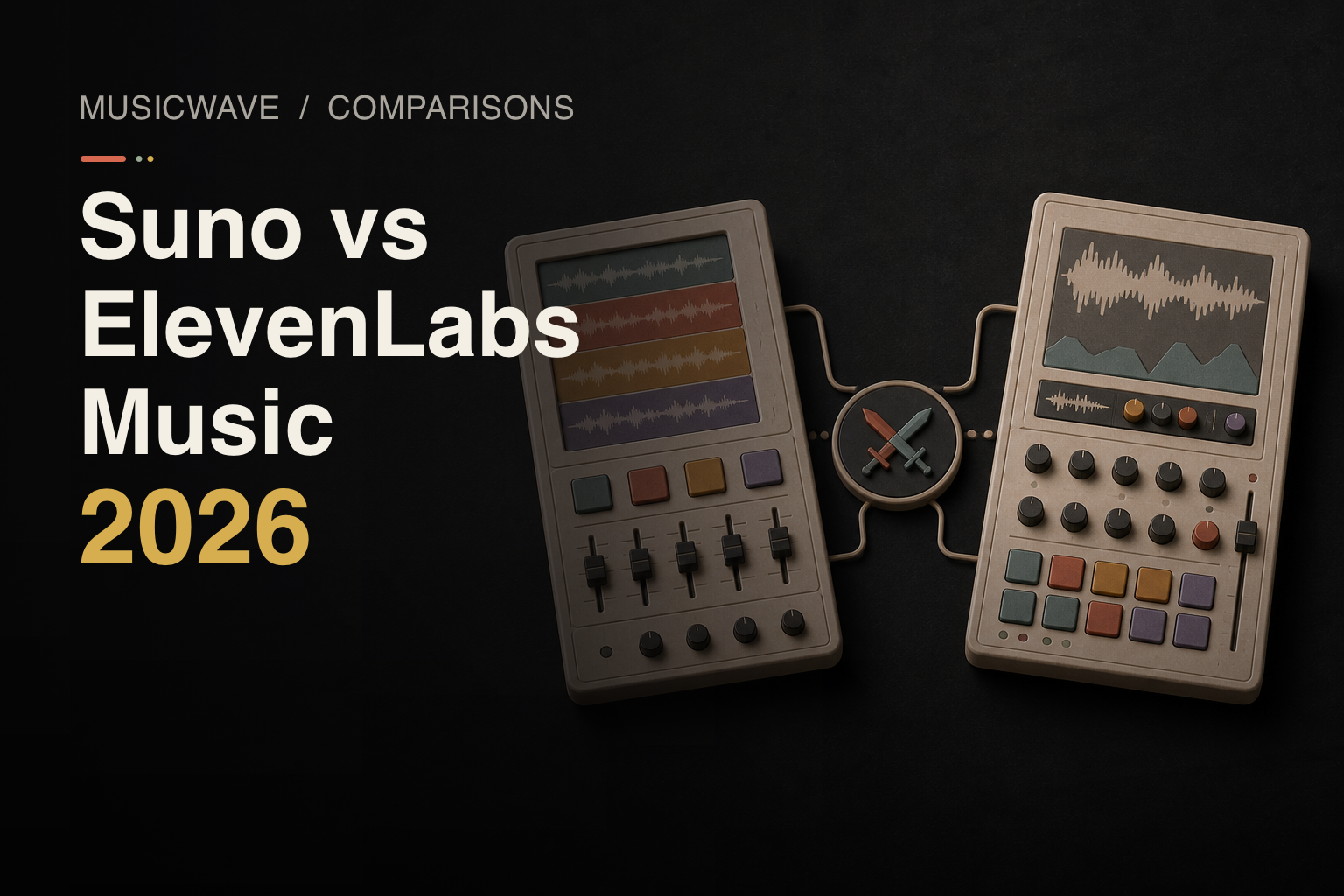 MusicWave editorial cover for Suno vs ElevenLabs Music: Head-to-Head Comparison (2026)