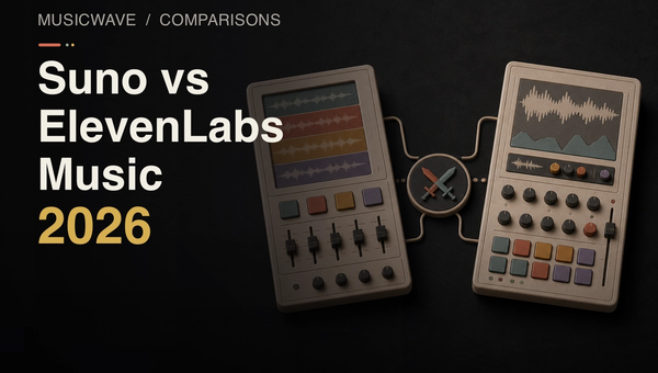 MusicWave editorial cover for Suno vs ElevenLabs Music: Head-to-Head Comparison (2026)