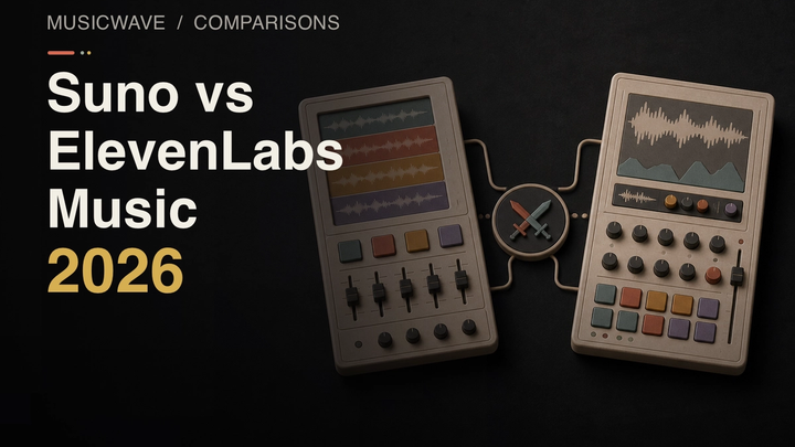 MusicWave editorial cover for Suno vs ElevenLabs Music: Head-to-Head Comparison (2026)