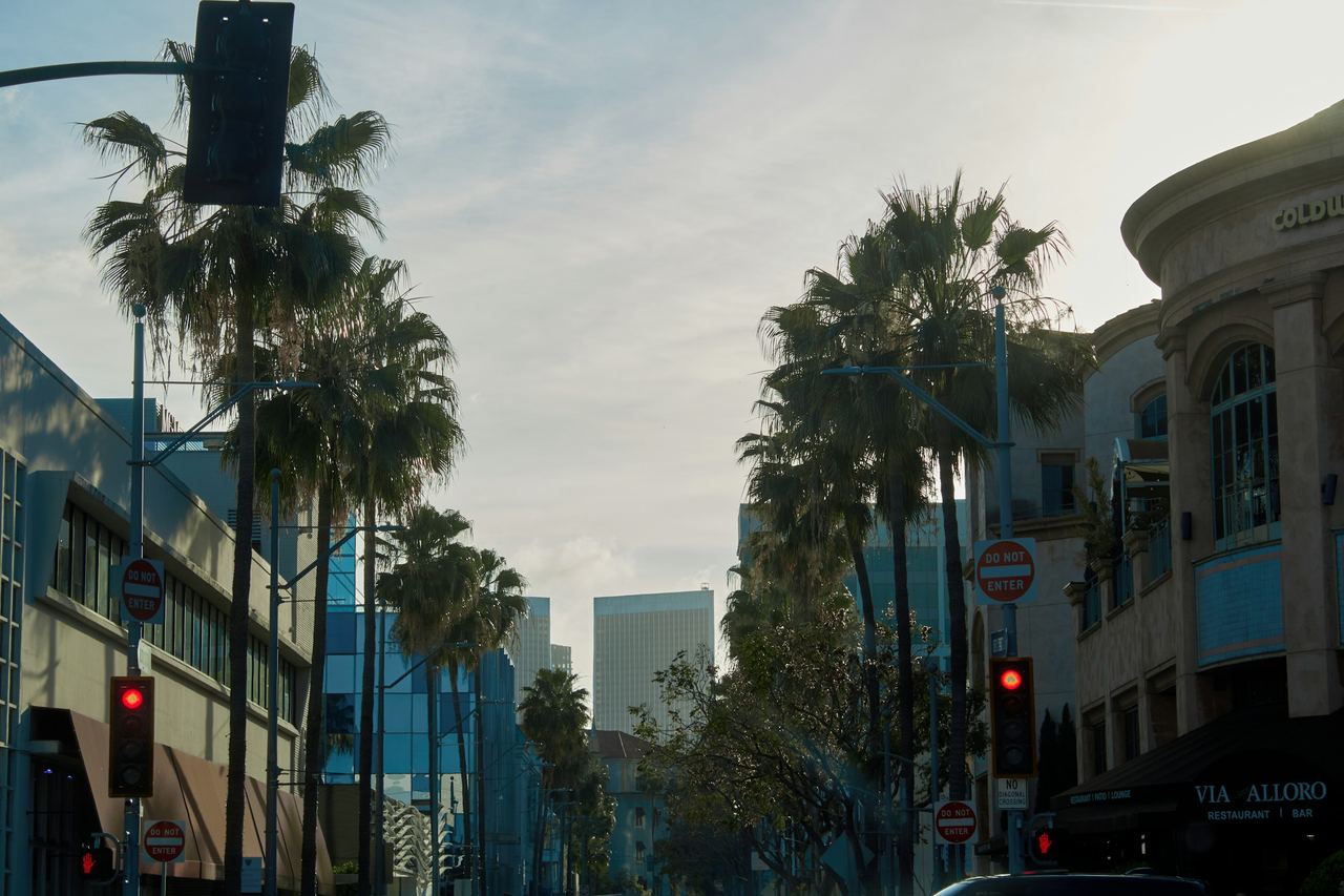 A downtown street in Los Angeles, California