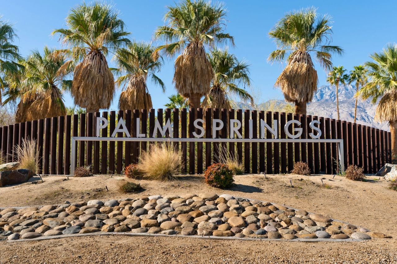 Palm Springs Sign on Gene Autry Trail in Palm Springs, CA