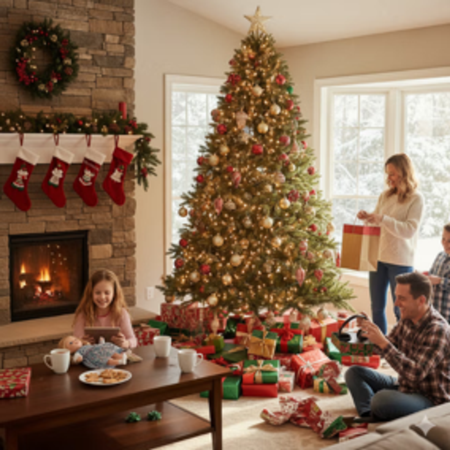Familie unter dem Weihnachtsbaum