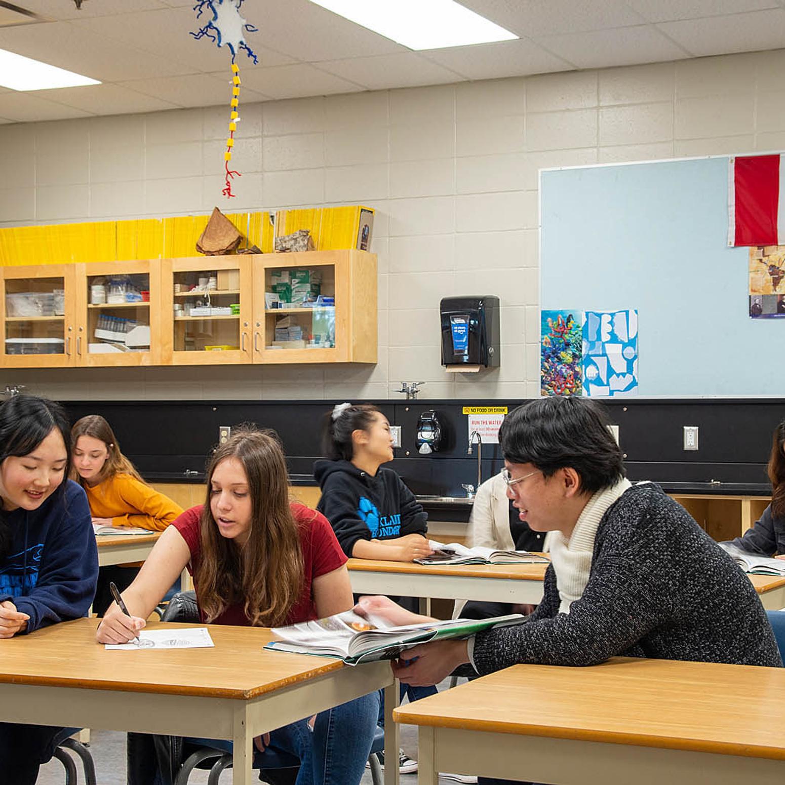 Klassenraum mit Schülern im Saanich School District British Columbia Kanada