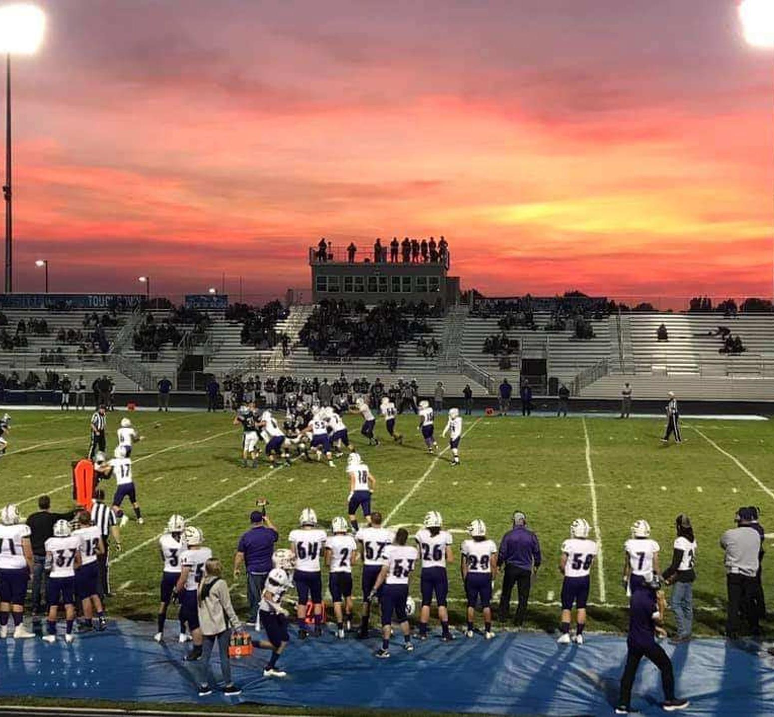 Bonneville School District Football during sunset
