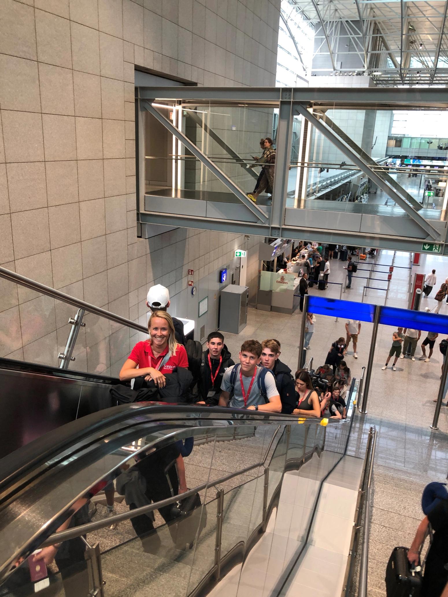 Stepies auf einer Rolltreppe
