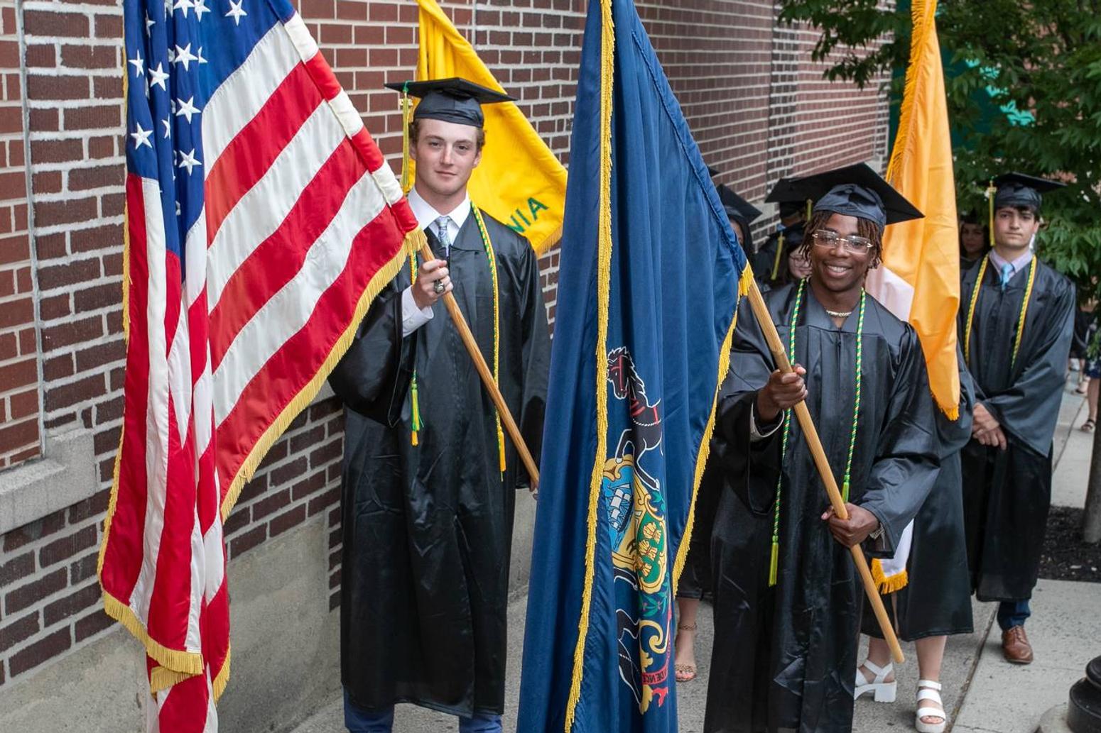 students with USA flags