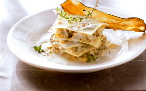 Lasagnes aux aubergines, au gorgonzola et au thym