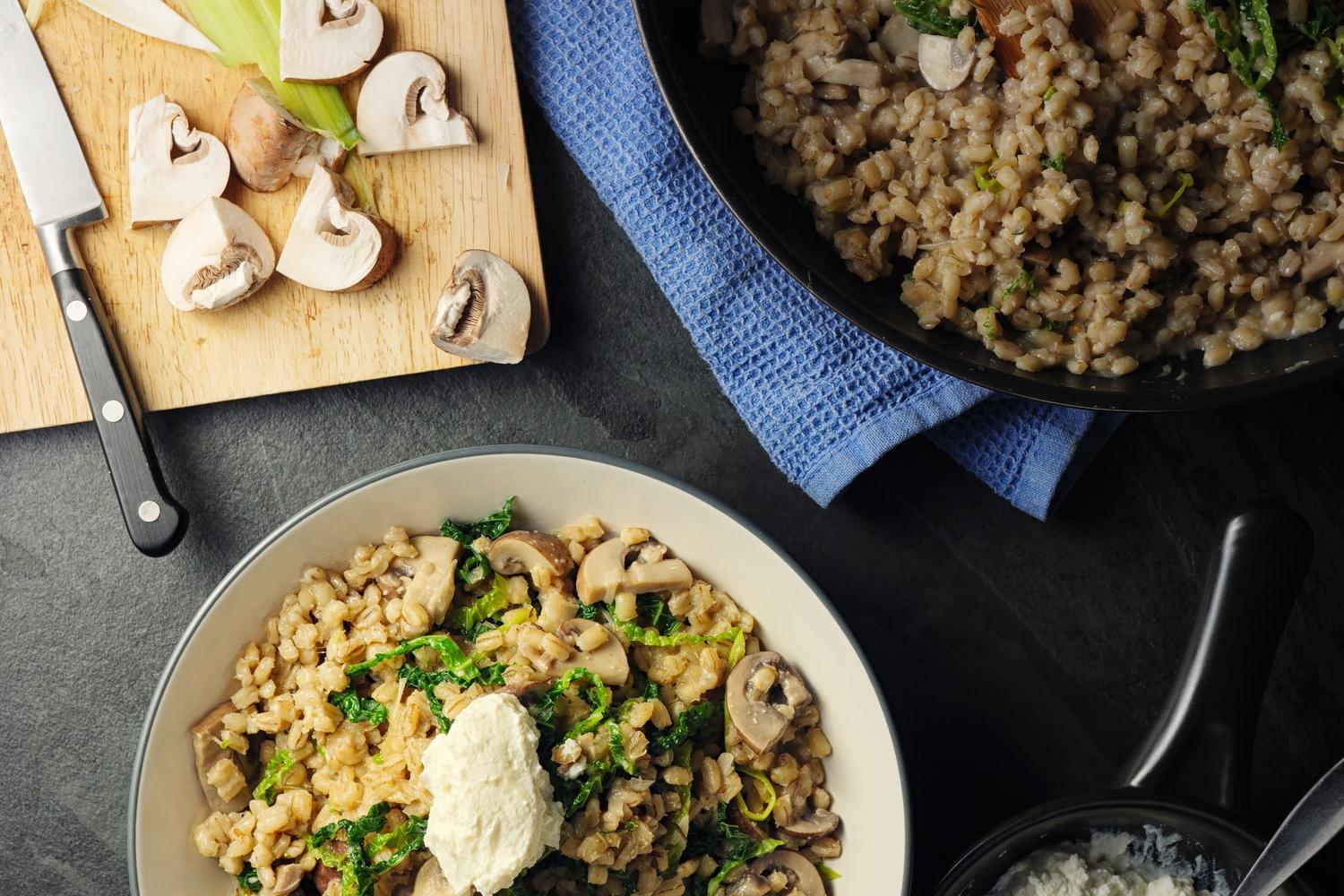 Risotto d'orge perlé aux champignons