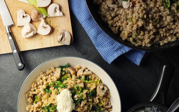 Risotto d'orge perlé aux champignons