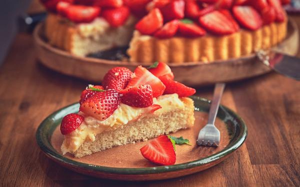 Tarte aux fraises avec crème à la vanille