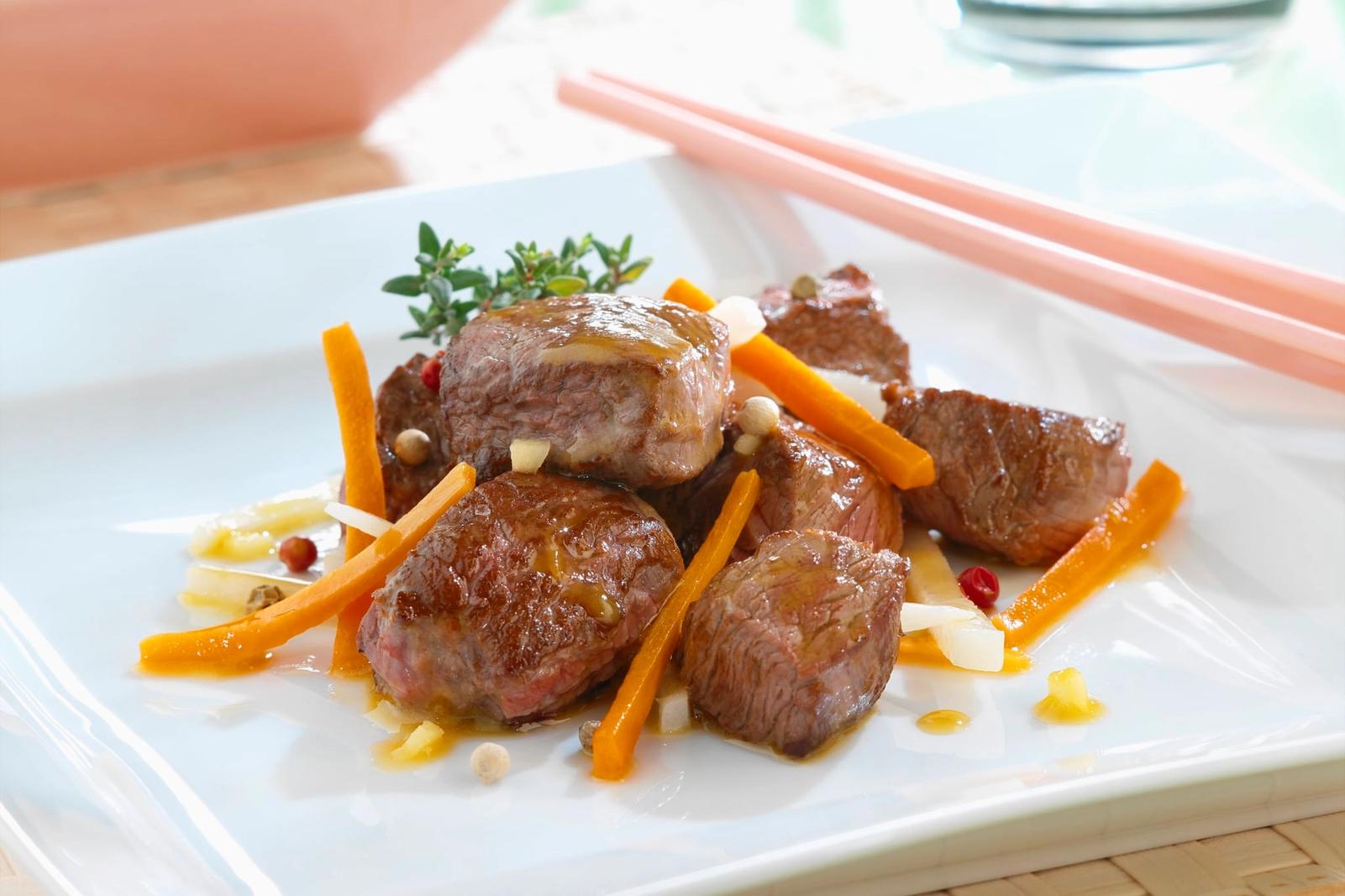 Aloyau mariné au gingembre et au jus d'orange