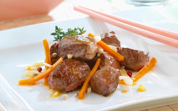 Aloyau mariné au gingembre et au jus d'orange
