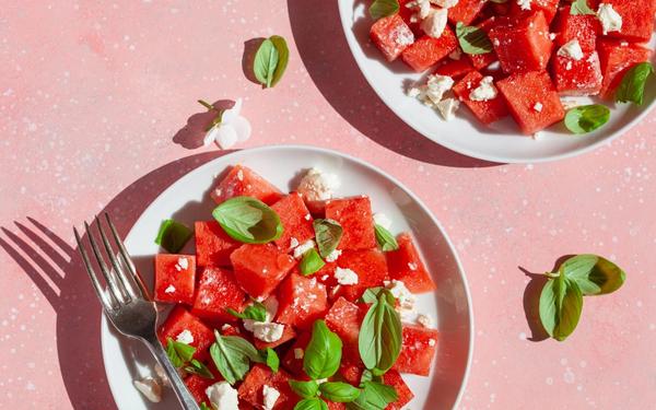 Recette salade de pastèque au fromage feta et basilic