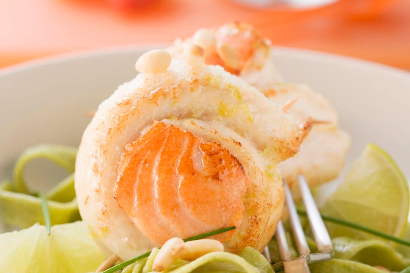 Roulés de sole et tagliatelles vertes