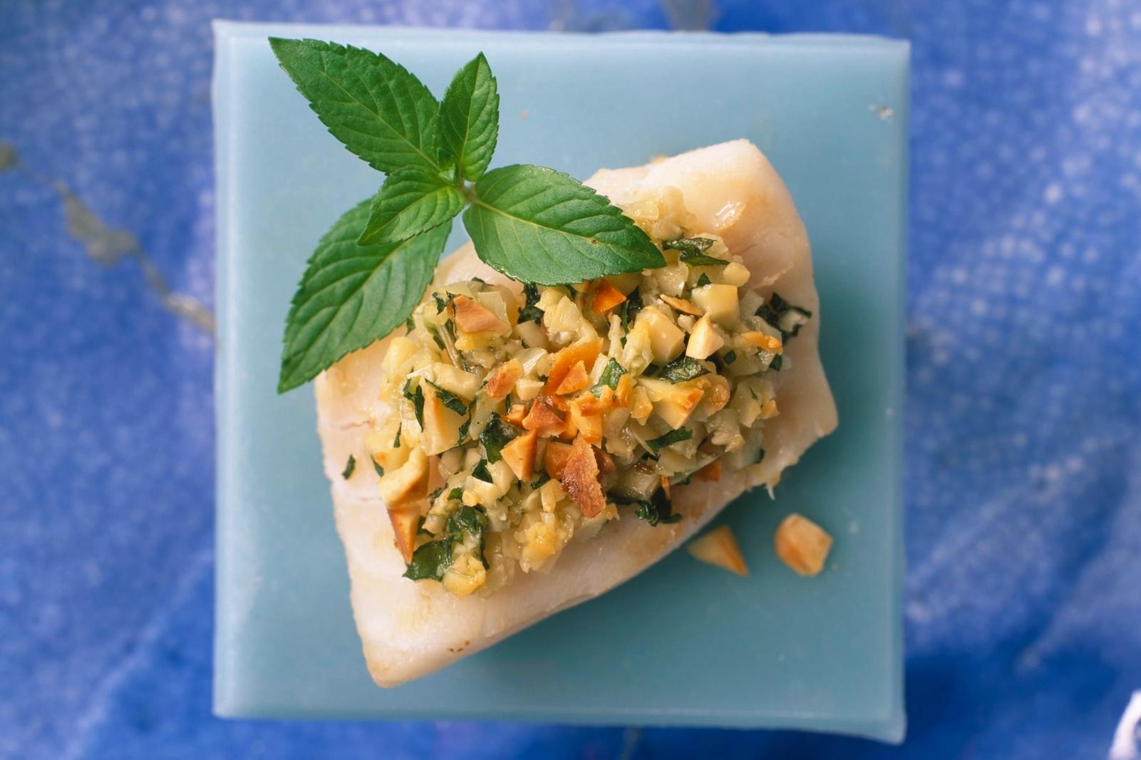 Cabillaud à la menthe et aux amandes
