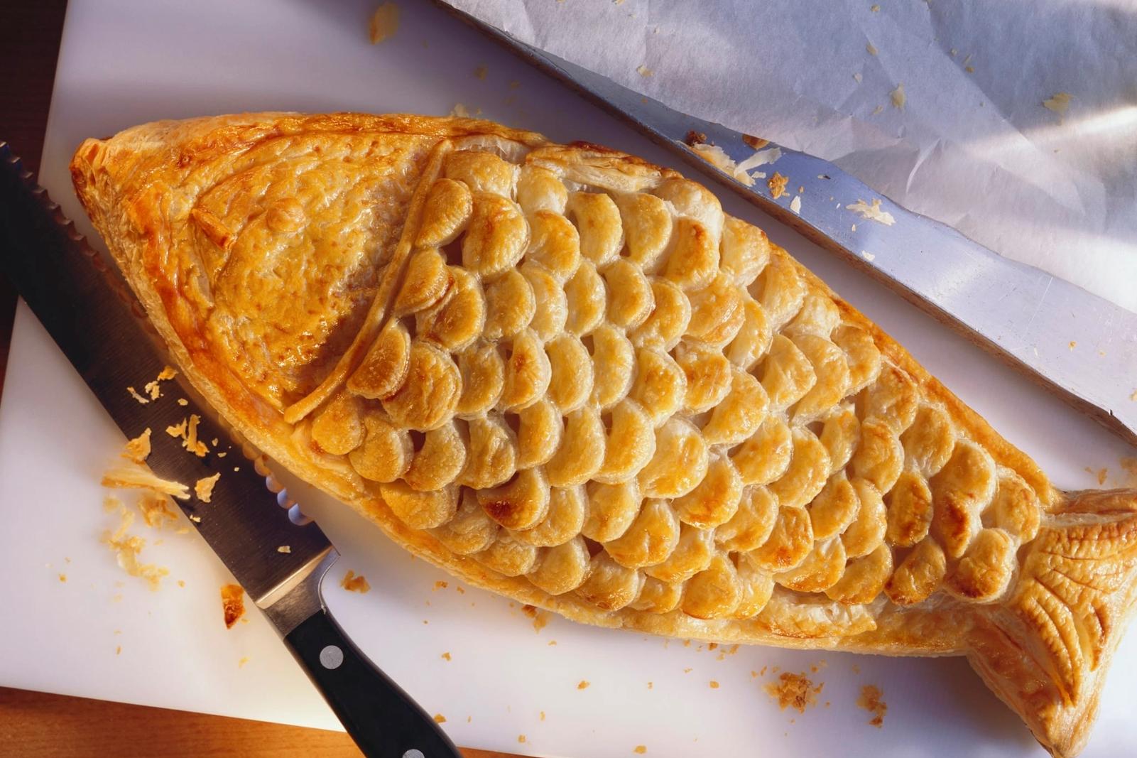 Bar farci aux crevettes en pâte feuilletée