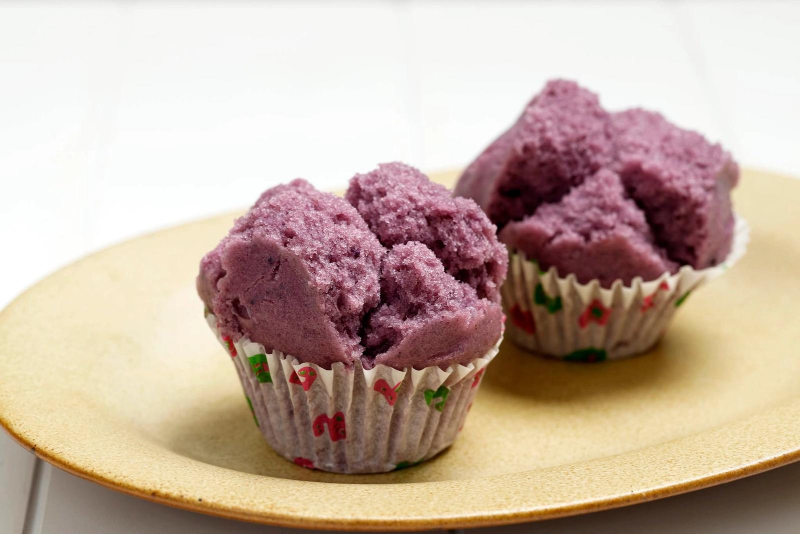 Purple Kue Mangkok (Chinois Fa Gao ou Fortune Cake)