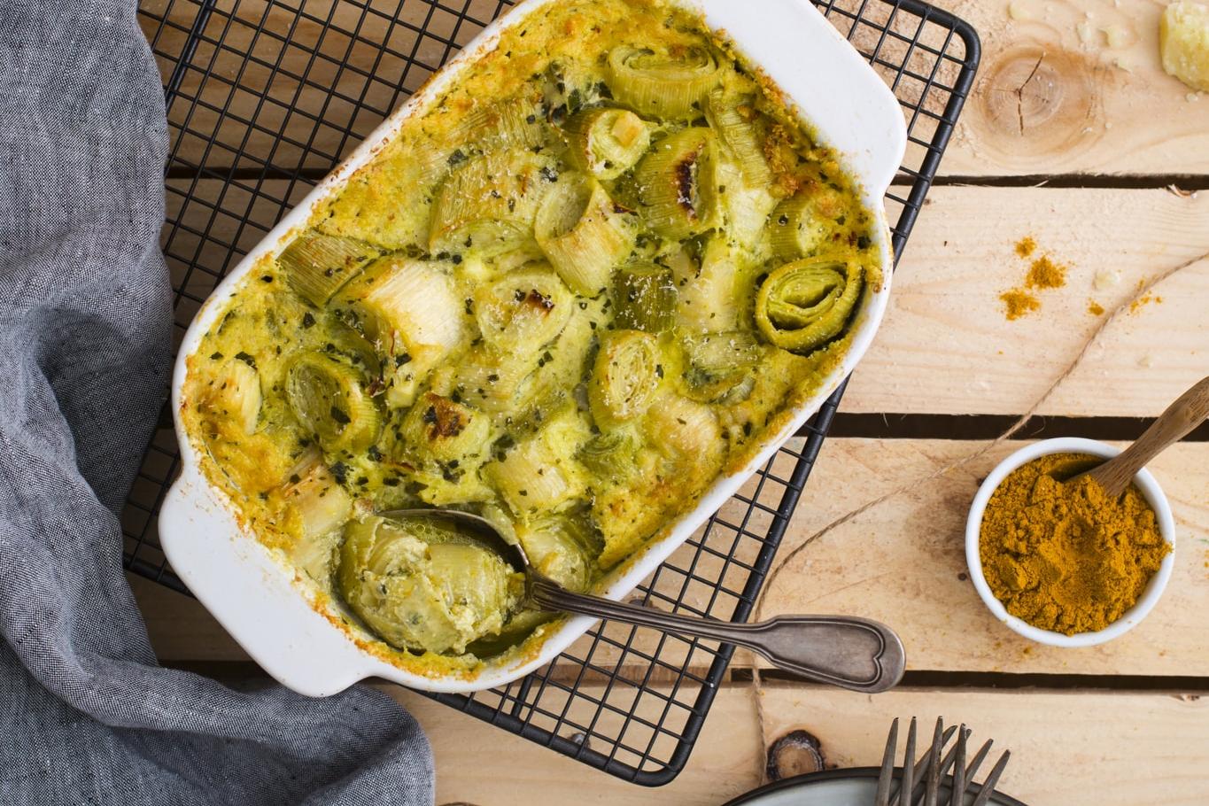 Gratin aux poireaux et parmesan