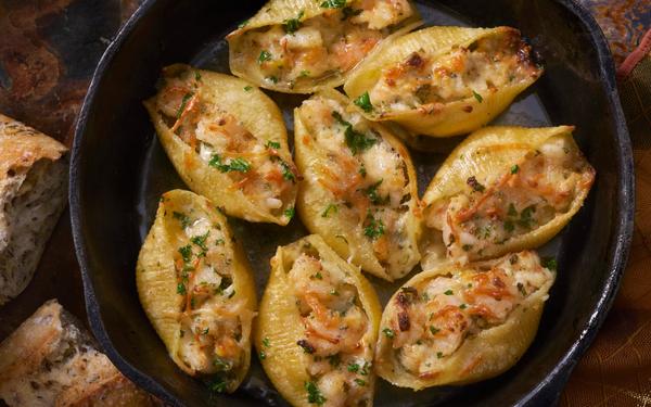 Conchiglioni aux langoustines et crevettes