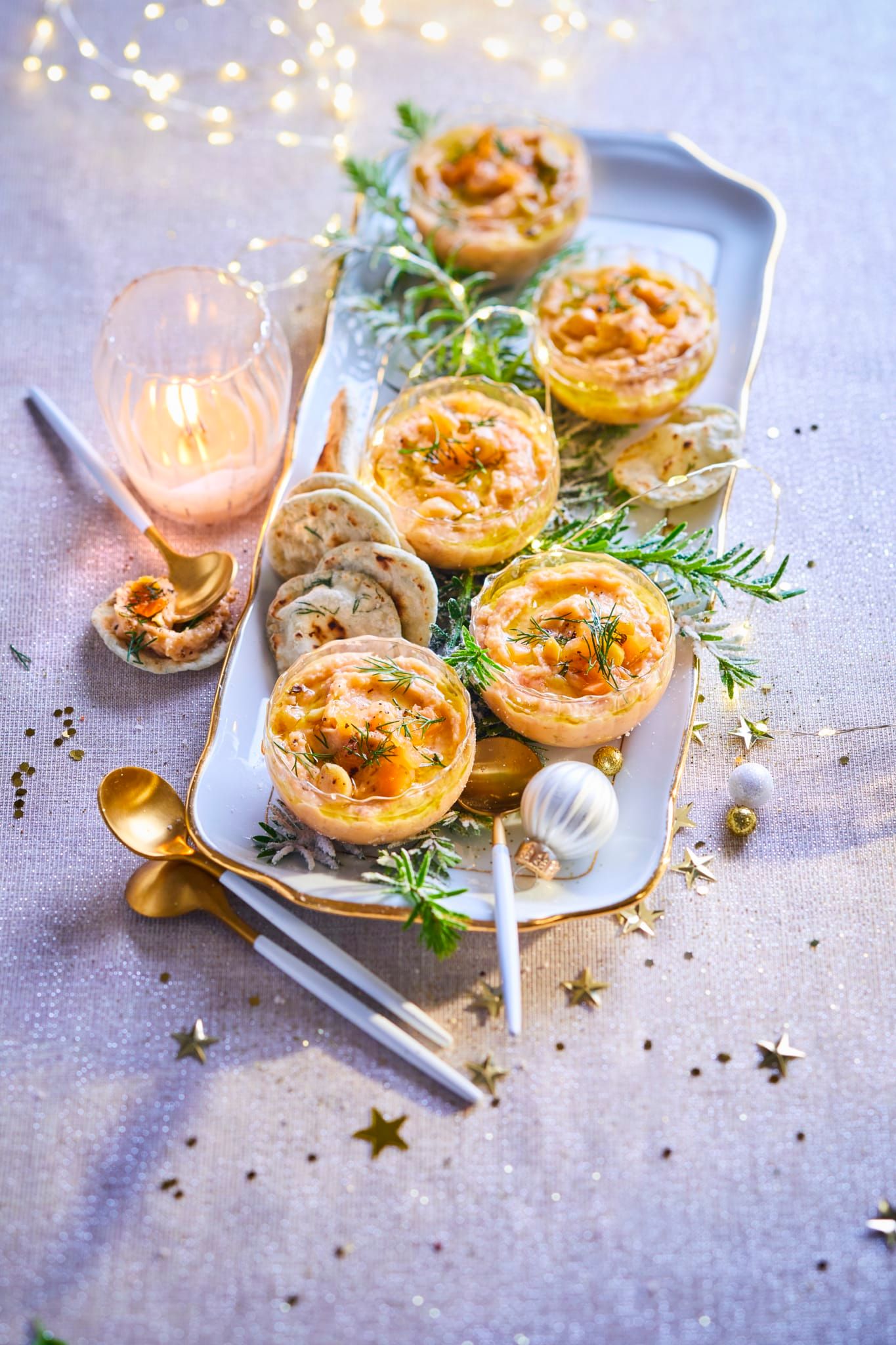 Verrines de houmous au saumon