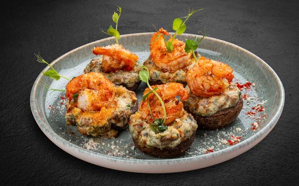 Champignons farcis aux crevettes