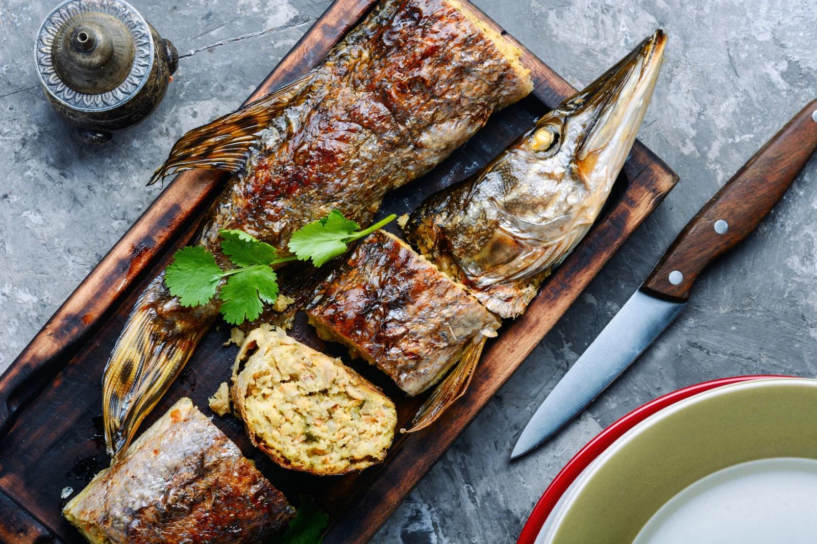 Brochet farci aux champignons
