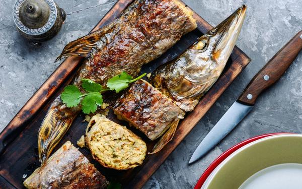Brochet farci aux champignons