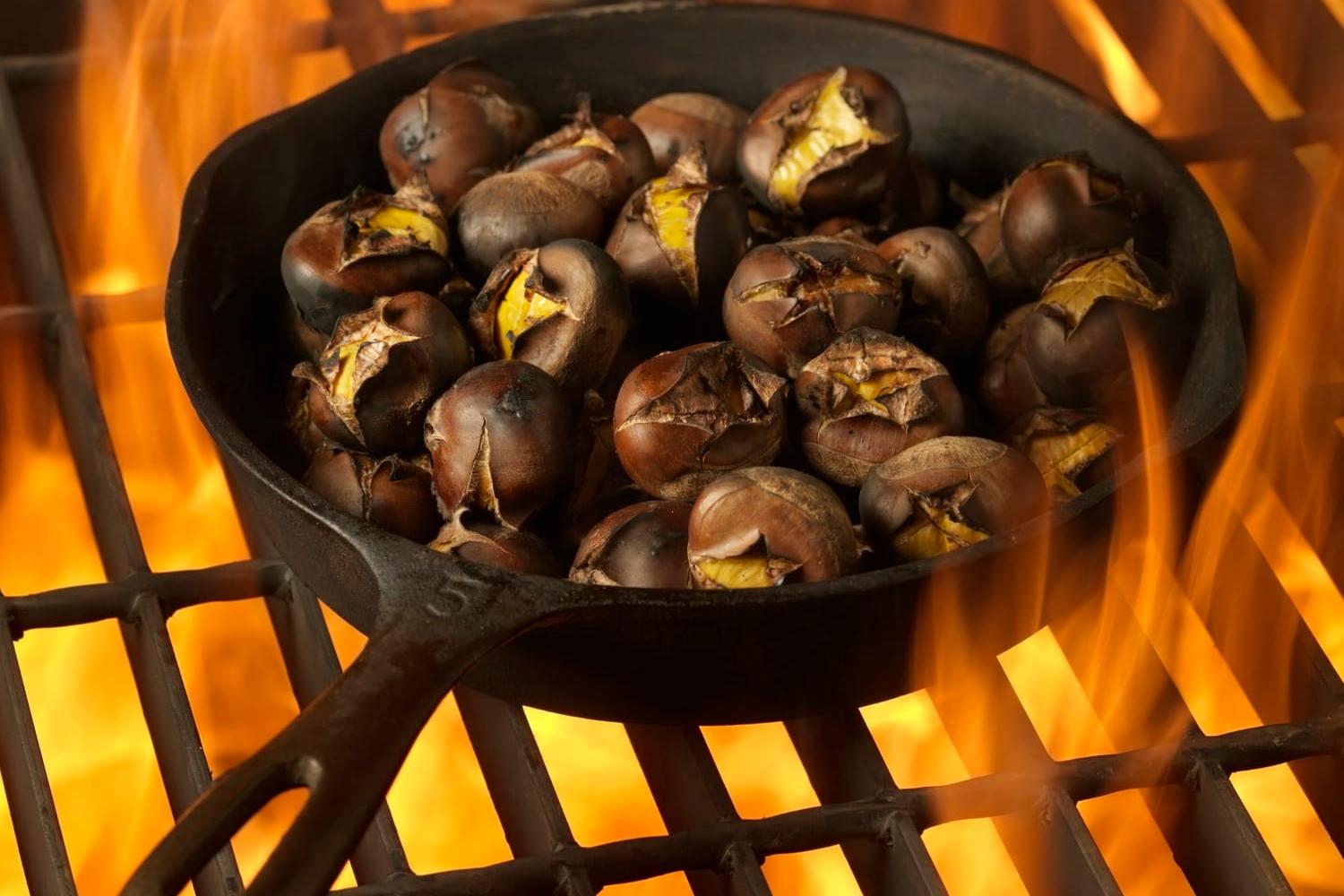 Châtaignes grillées au barbecue